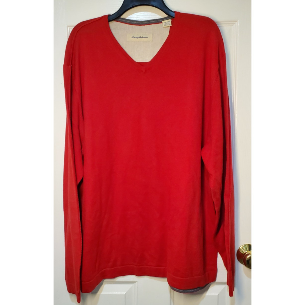 Tommy Bahama RELAX Men's V-Neck Pullover Sweater Long Sleeve Red Size XXL 2XL